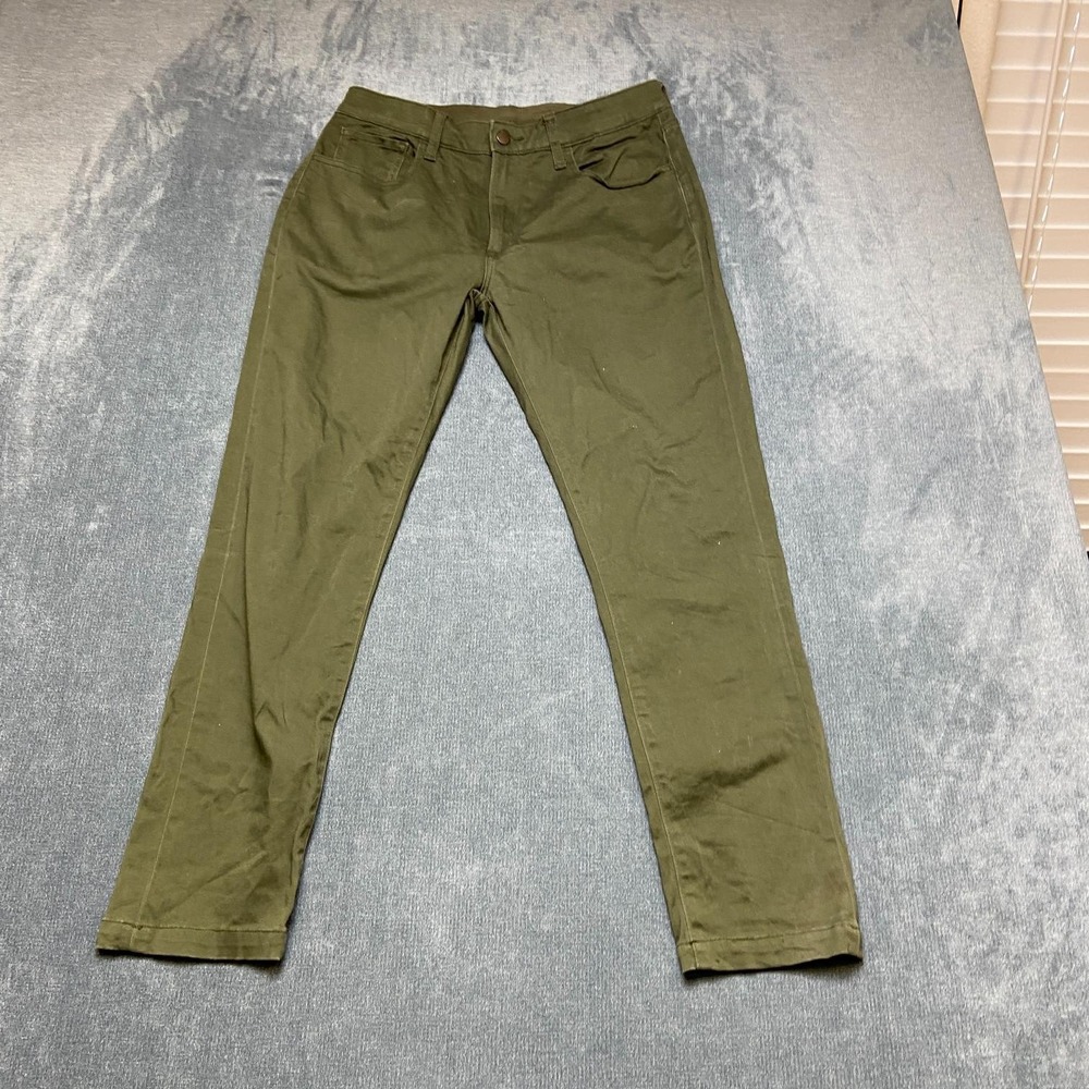 Uniqlo Jeans Mens 31x27.5 Olive Green Denim Cotton Stretch Medium Wash Mid Rise